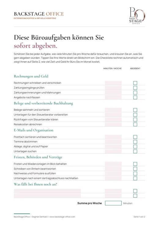 Vorschau der Checkliste: Diese Büroaufgaben können Sie sofort abgeben